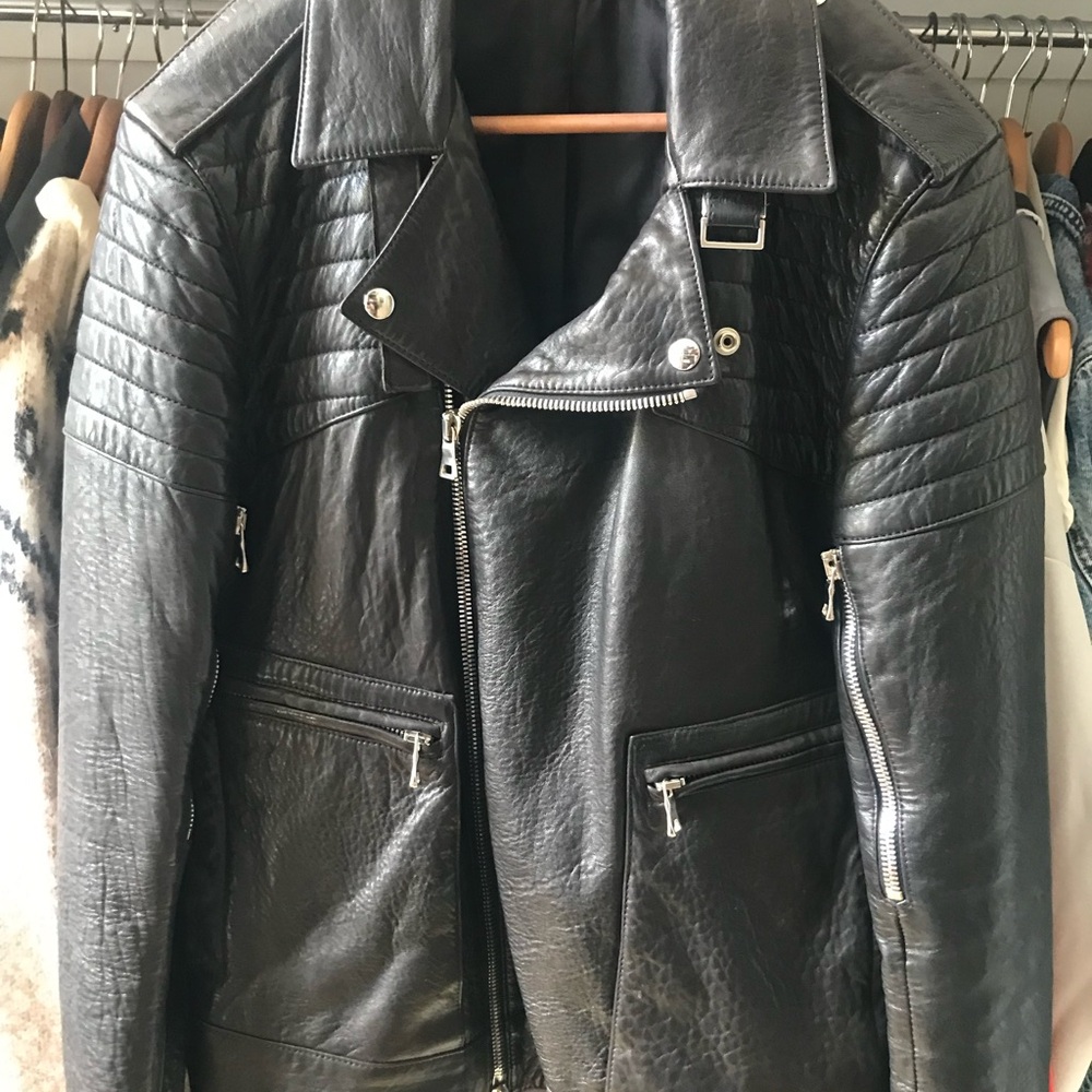 Balmain Quilted Black Leather Jacket